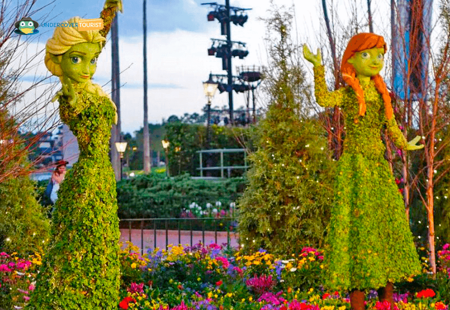 Ana y Elsa en el Festival Jardines y Flores de Epcot 2017