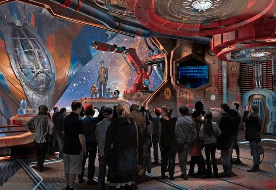 Interior de la futura atracción Guardianes de la Galaxia en Epcot