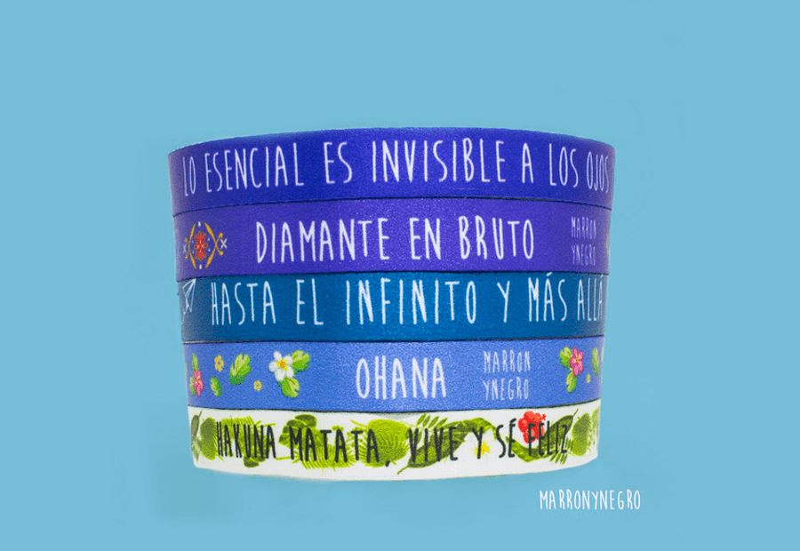 Pulseras Frases Disney Marron y Negro