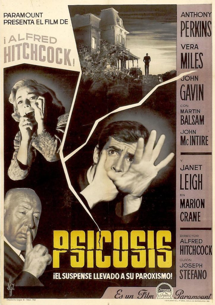 Cartel película Psicosis de Alfred Hitchcock