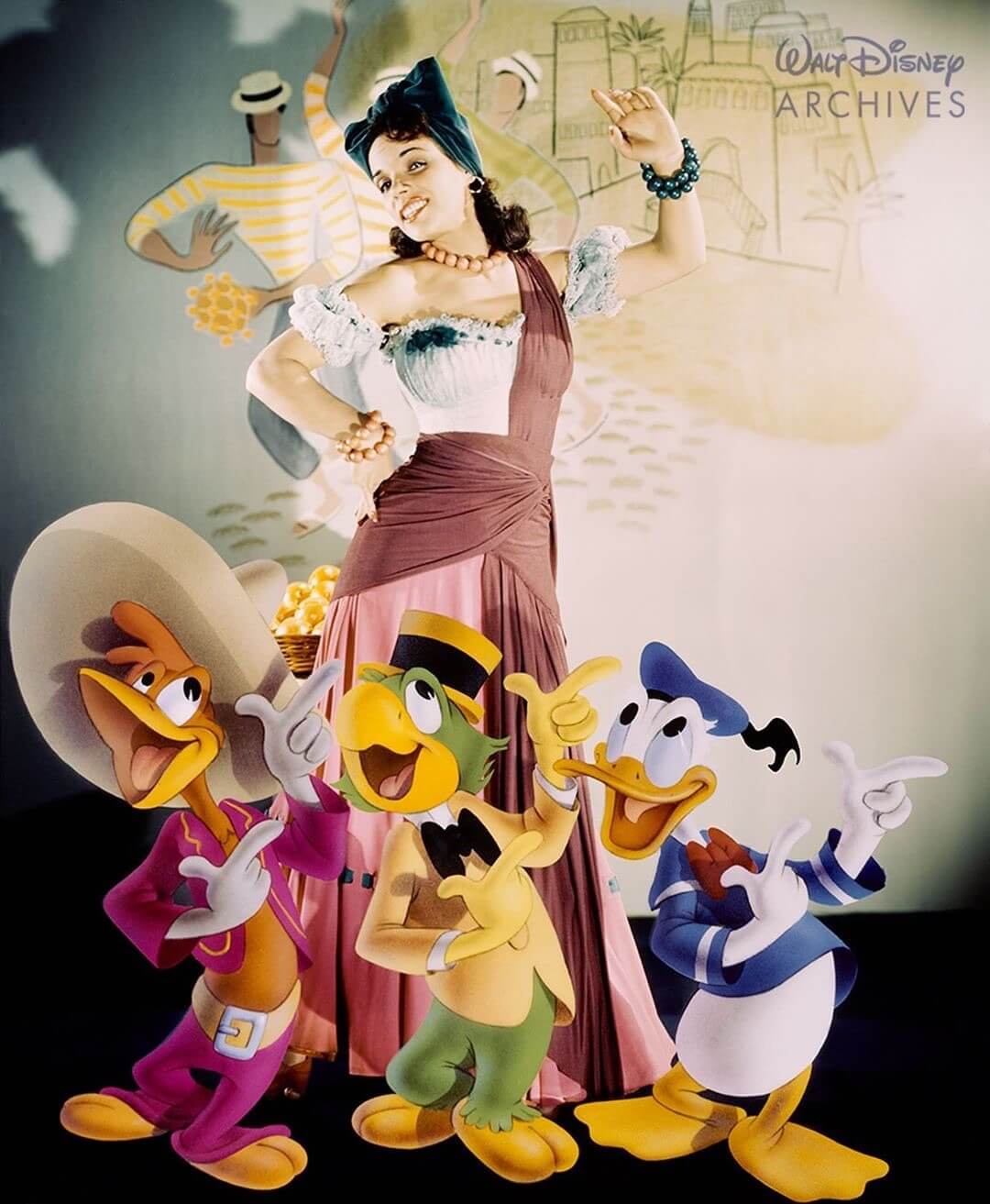 Los Tres Caballeros con Aurora Miranda